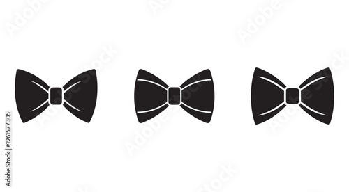 Three black bow ties with white lines on a white background for fashion accessories  elegant neckwear designs