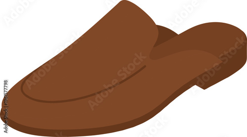Brown leather slip-on mule shoe vector illustration, minimalist modern footwear design, casual fashion accessory isolated on white background for lifestyle use