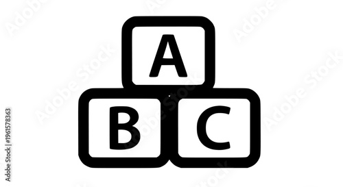 Alphabet blocks graphic illustration vector with letters A, B, C promoting early childhood education and learning. Perfect design element for preschool, kindergarten, basic literacy, 