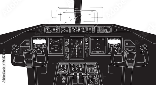Airplane Cockpit Controls and Instruments Illustration