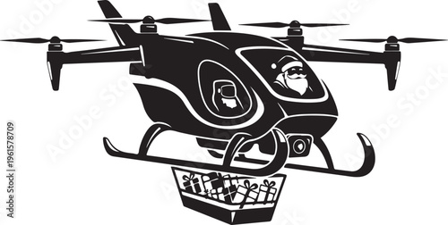Black helicopter with cargo basket illustration