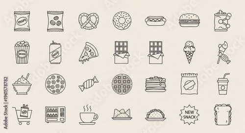 Collection of Hand-Drawn Food Icons - A Culinary Sketchbook.