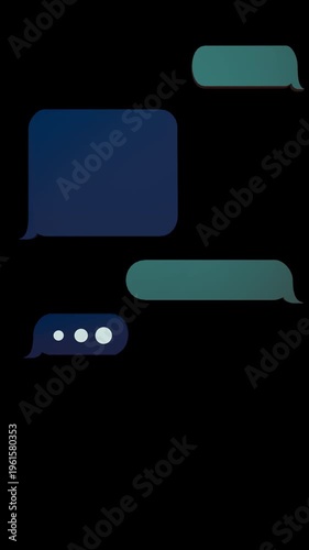 Digital Chat Bubbles and Message Icons on transparent Background, Communication Concept