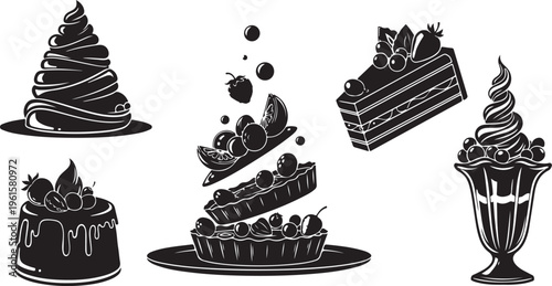 Delicious Desserts and Sweet Treats Illustration
