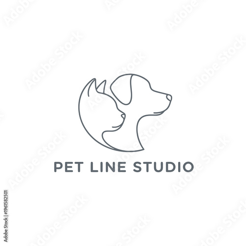 Minimalist Dog and Cat Line Art Logo Design