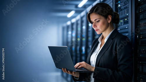 Woman Analyzing Data in Ser...