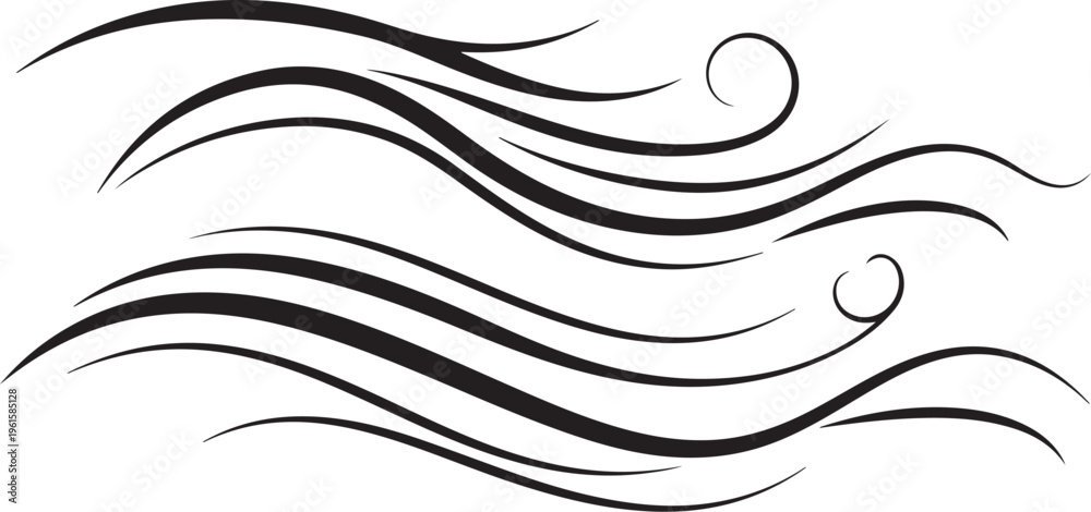 Fototapeta premium Elegant black swirling lines on white background illustration design