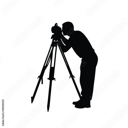 Land Surveyor Using Theodolite Silhouette