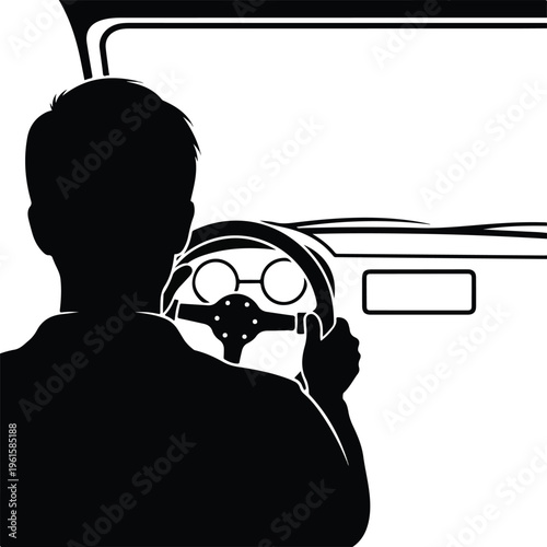 Man Driving Car Silhouette