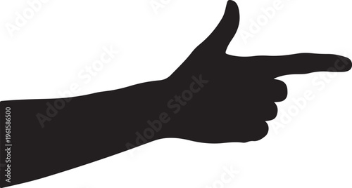 Silhouette of a hand pointing to the right side