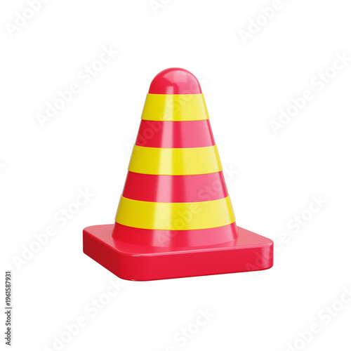 Traffic cone 3d render icons