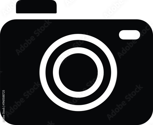 Black and white camera with rounded edges symbol digital