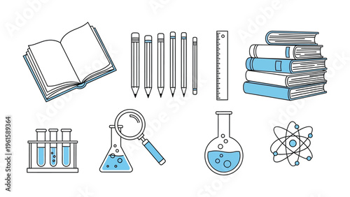 Education and Scientific Essentials: A collection of educational and scientific tools, evoking a sense of exploration and knowledge. This image conveys the essence of learning and discovery.