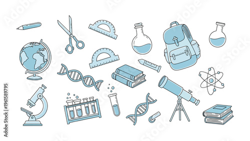 Illustrated Education: A collection of educational objects, tools and books arranged to spark the curiosity, and thirst for knowledge, celebrating the essence of learning.