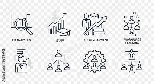Human Resources and Business Management Icons Set.
