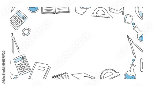 Frame of Education: A charming border showcases the core of educational tools, inviting to explore the academic world