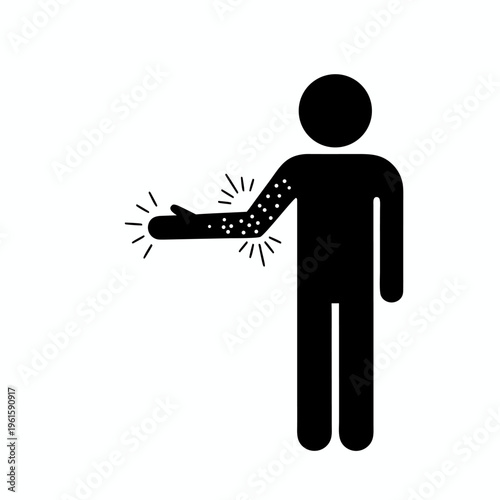 Black and white vector illustration of a person suffering from severe back pain or spinal injury