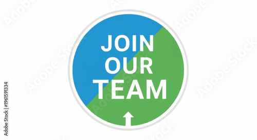 Join Our Team Text on Circular Graphic with Arrow.