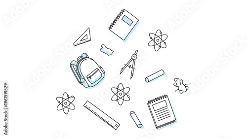 Academic Essentials: An artistic illustration showcasing an array of essential academic tools, capturing the essence of learning and intellectual curiosity.