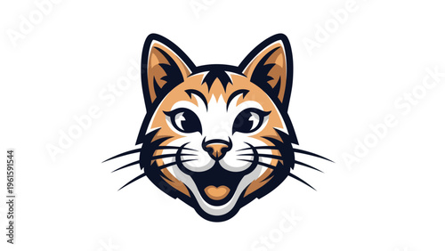 Cartoon cat face smiling vector illustration