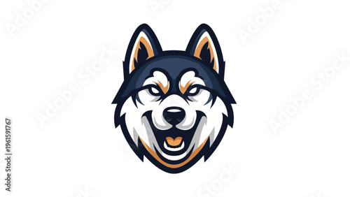 Cartoon husky dog smiling face mascot