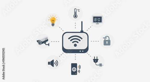 Smart Home Automation System with Wireless Router and Connected Devices