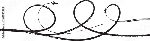 Dynamic Black Lines and Swirling Shapes on White Background