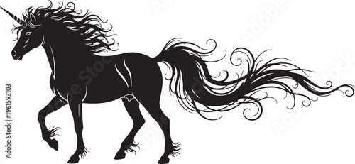 Majestic Unicorn Silhouette Running Freely