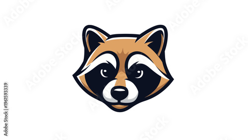 Cartoon raccoon head isolated illustration