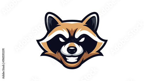 Cartoon raccoon head mascot isolated