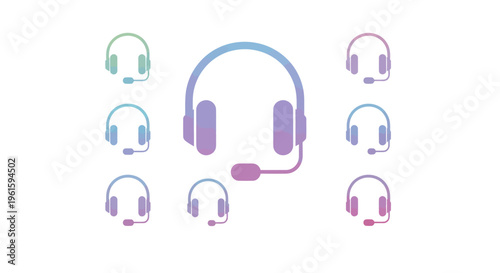 Headset Icons Collection: Customer Support, Communication, Online Service, Technology