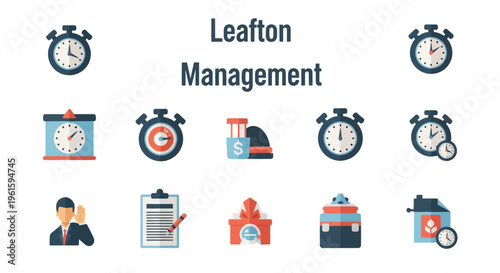 Business Management Icons: Time, Finance, Planning, and Strategy