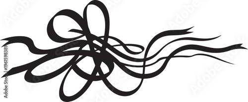 Black abstract swirling lines on white background illustration design