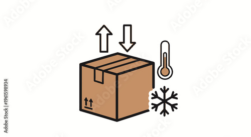 Fragile Package Handling Icons: Temperature Control, Fragility, and Directional Arrows