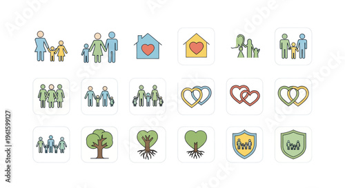 Family Icons Collection: Love, Home, Health, Safety, Generations, Tree of Life