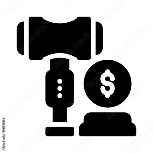 Gavel and money coin symbolizing financial decisions, wealth and legal matters. Perfect for law, finance, business and auction concept designs.
