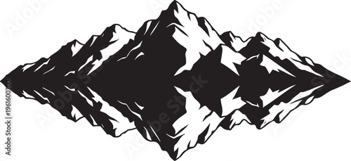 Black and White Mountain Range Silhouette Graphic Design Element