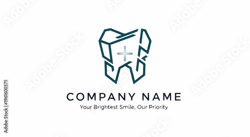 Modern Geometric Tooth Logo Design for Dental Clinic.