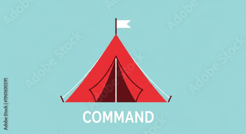 Red Command Tent Illustration with White Flag on Top.