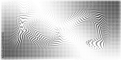 Black and white halftone vector. Diagonal dotted gradient. Contrast dotwork surface. Vintage overlay textured with ink dots. Monochrome halftone background. Perforated texture for retro graphic
