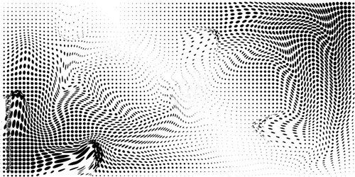 Black and white halftone vector. Diagonal dotted gradient. Contrast dotwork surface. Vintage overlay textured with ink dots. Monochrome halftone background. Perforated texture for retro graphic