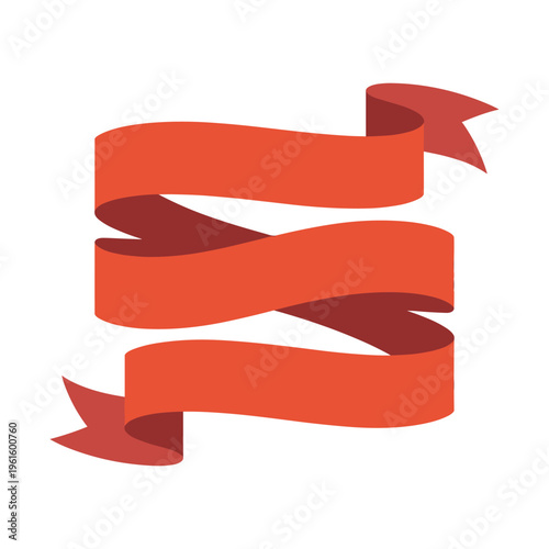 Vibrant red ribbons twisting dynamically in modern graphic design