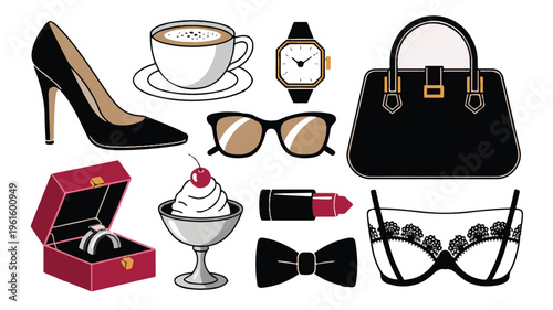 Elegant Accessories: A stylish array of fashionable accessories arranged artfully, celebrating sophistication, taste, and the allure of modern lifestyle.