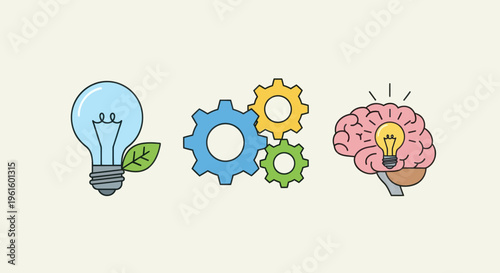 Brainstorming, Ideas, Innovation, Gears, Lightbulb, Leaf, Strategy, Creativity