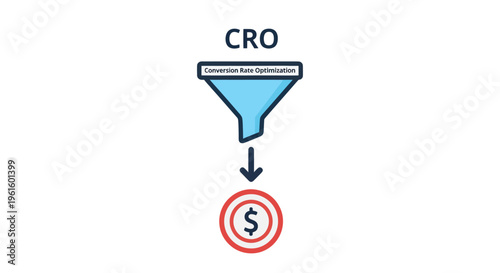 CRO Conversion Rate Optimization Funnel to Coin Icon, Business Growth Concept