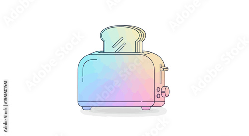 Modern Toaster with Pastel Gradient and Toast Slice