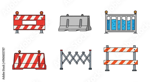 Road construction barriers and gates.
