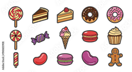 Colorful assorted sweet dessert treats.