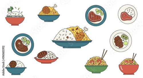 Variety of Asian noodle dishes.