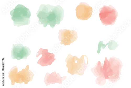 水彩のぬくもりシリーズ 幼稚園・保育園向け じゅわっと滲む水彩あしらいセット 12個 パステルカラー